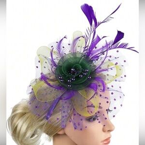 Elegant Purple and Green Fascinator